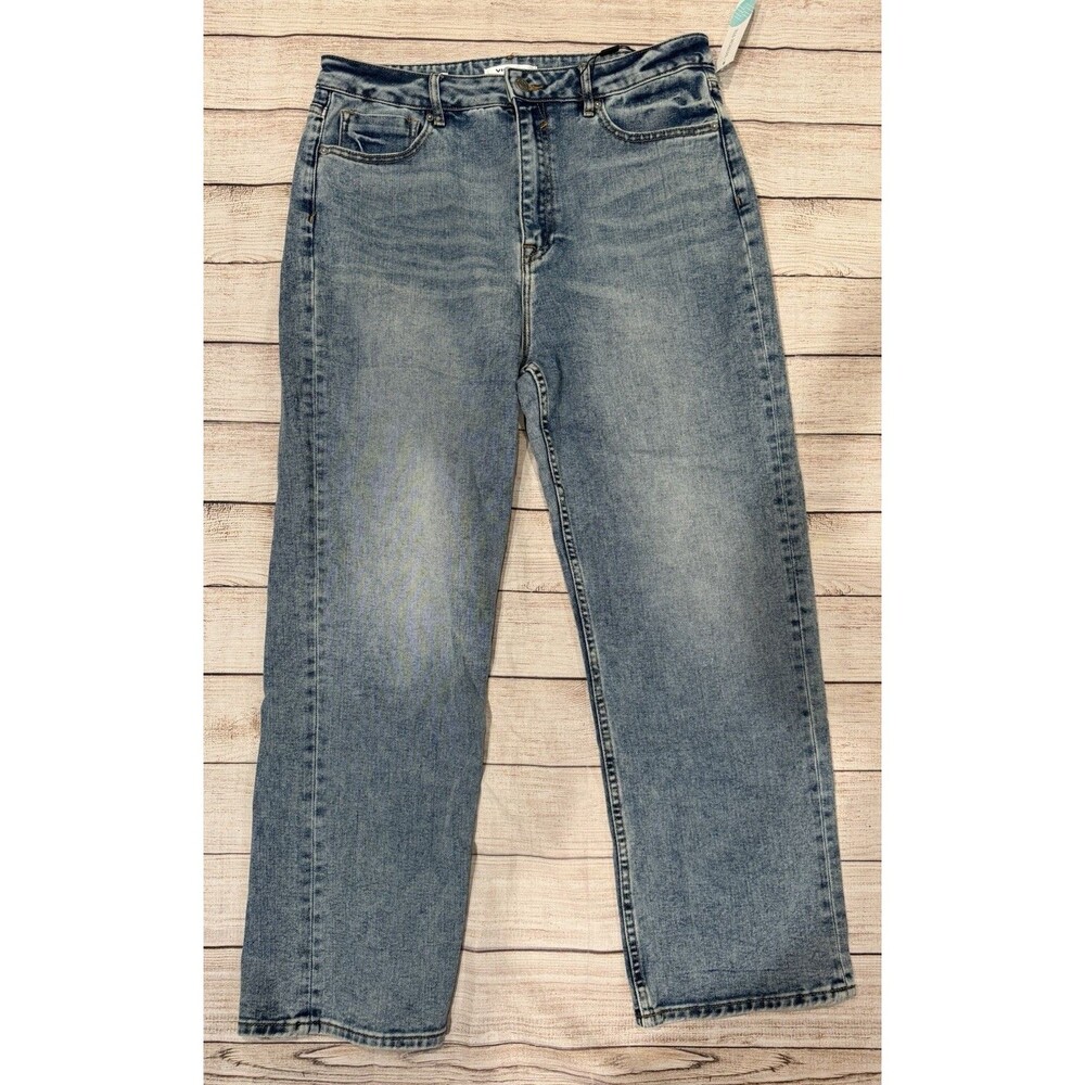 NWT Vigoss Mom Straight Leg Jeans Womens Blue High Rise Light Wash Size 31